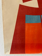 Abstract art piece with geometric shapes on a beige background
