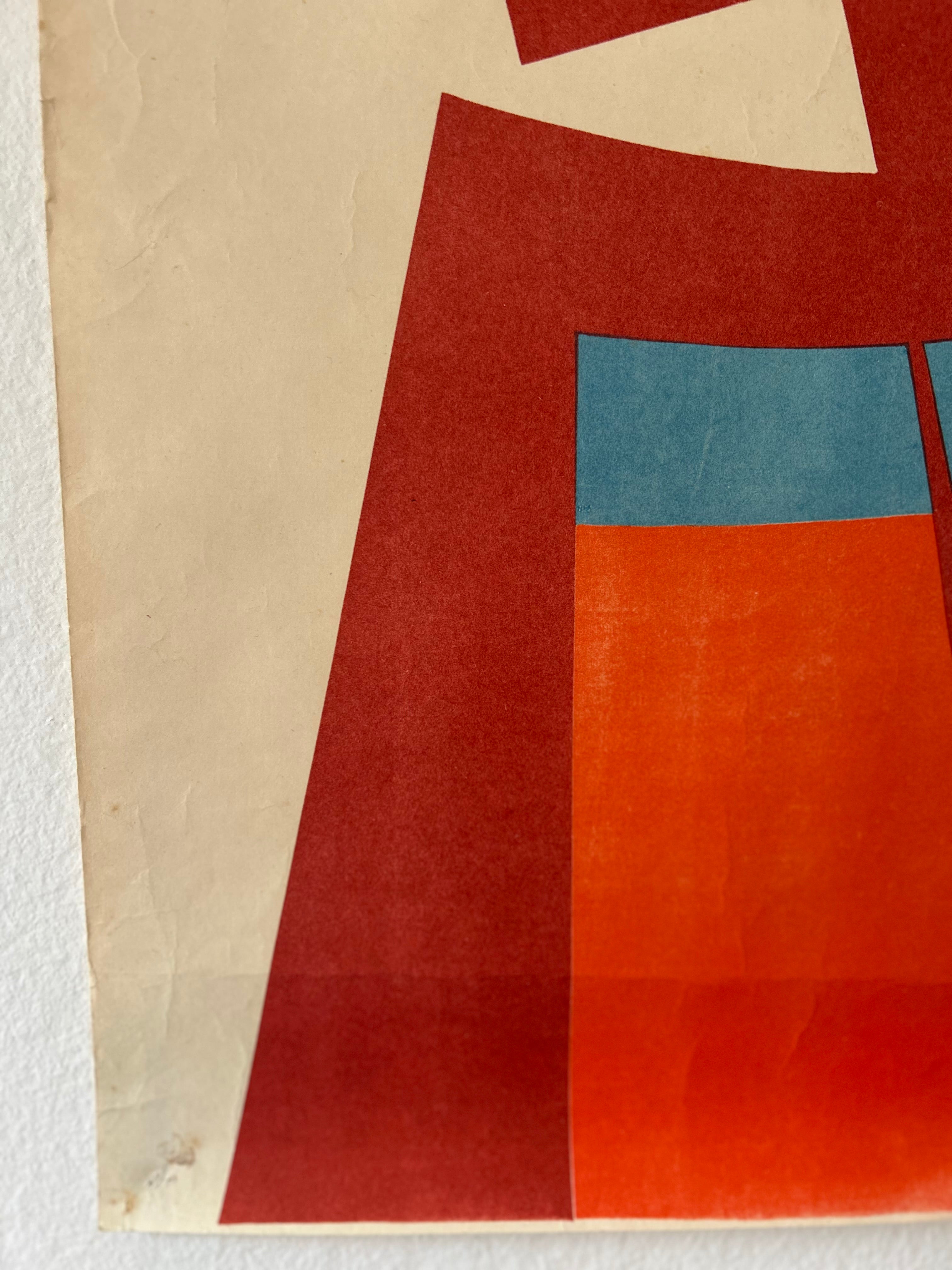Abstract art piece with geometric shapes on a beige background
