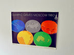 Original 1980 Moscow Olympics Poster – B. Gyurkovich (Hungary) – Olympic Rings World Map Design – 56 × 44 cm / 22.0 × 17.3 in