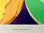 Original 1980 Moscow Olympics Poster – B. Gyurkovich (Hungary) – Olympic Rings World Map Design – 56 × 44 cm / 22.0 × 17.3 in