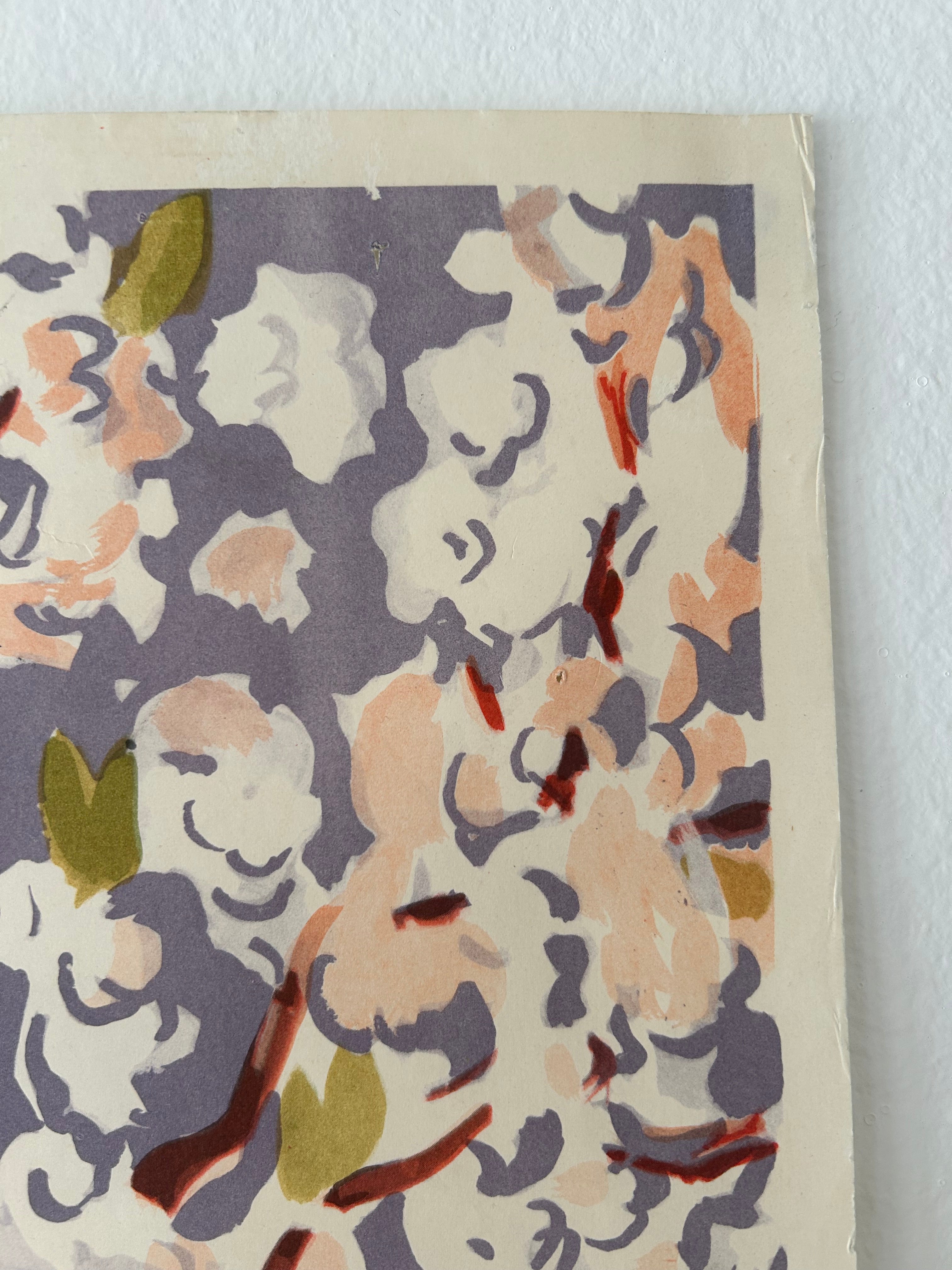 Floral patterned paper with a purple background
