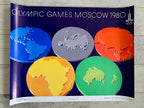 Original 1980 Moscow Olympics Poster – B. Gyurkovich (Hungary) – Olympic Rings World Map Design – 56 × 44 cm / 22.0 × 17.3 in