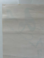 Sheer curtain with a pattern on a white background