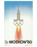 Original 1980 Soviet Olympic Poster – "The Rocket" – Artist Martin Kristev (Bulgaria) – Moscow Olympics – 40 × 60 cm / 15.7 × 23.6 in