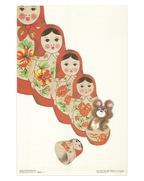 Rare 1980 Moscow Olympics Vintage Original  Poster – Misha & Matryoshka Dolls by artist Garegin Bucrnuchyan – 36 × 56 cm / 14.2 × 22.0 in