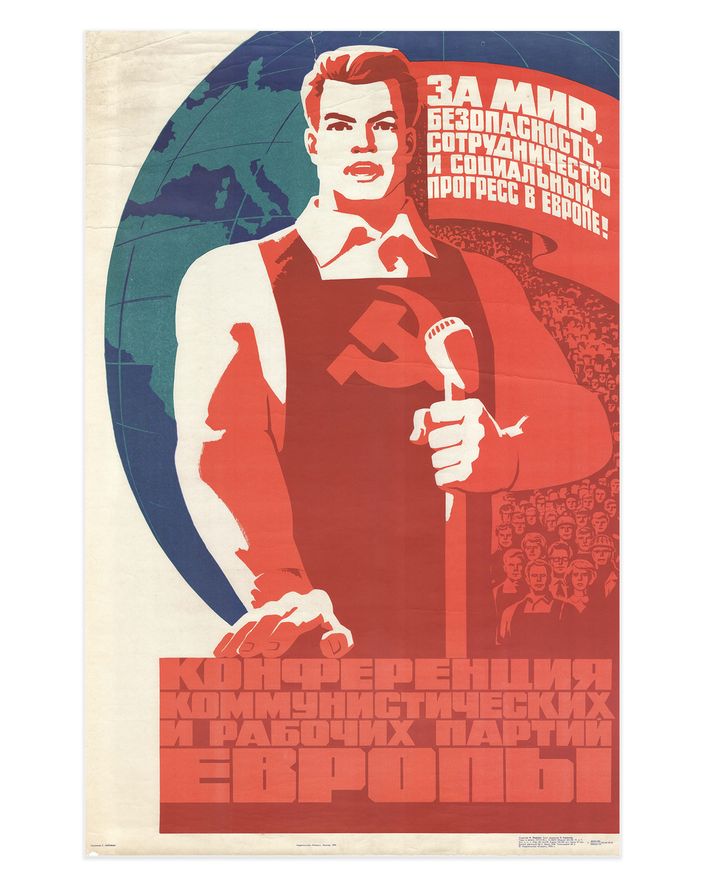 Original 1976 Soviet Poster – Artist G. Gausman – 'For Peace & Progress in Europe' – Plakat, Moscow – 59 × 84 cm / 23.2 × 33.1 in