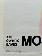 Poster for the XXII Olympic Games with 'MO' text on a white background