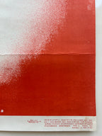 Red and white striped paper with text at the bottom