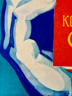 Artistic depiction of a nude figure with a red book in the background