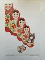 Illustration of Russian nesting dolls with floral patterns on a white background