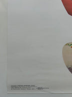 Partial view of a poster with text and a colorful illustration on a white background