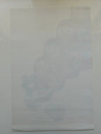 Translucent paper with a faint image on a white background
