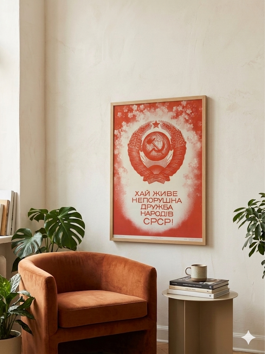 Original 1973 Soviet Poster – "Long Live the Friendship of Peoples" – Artist Klaudia Kudryashova, Kyiv