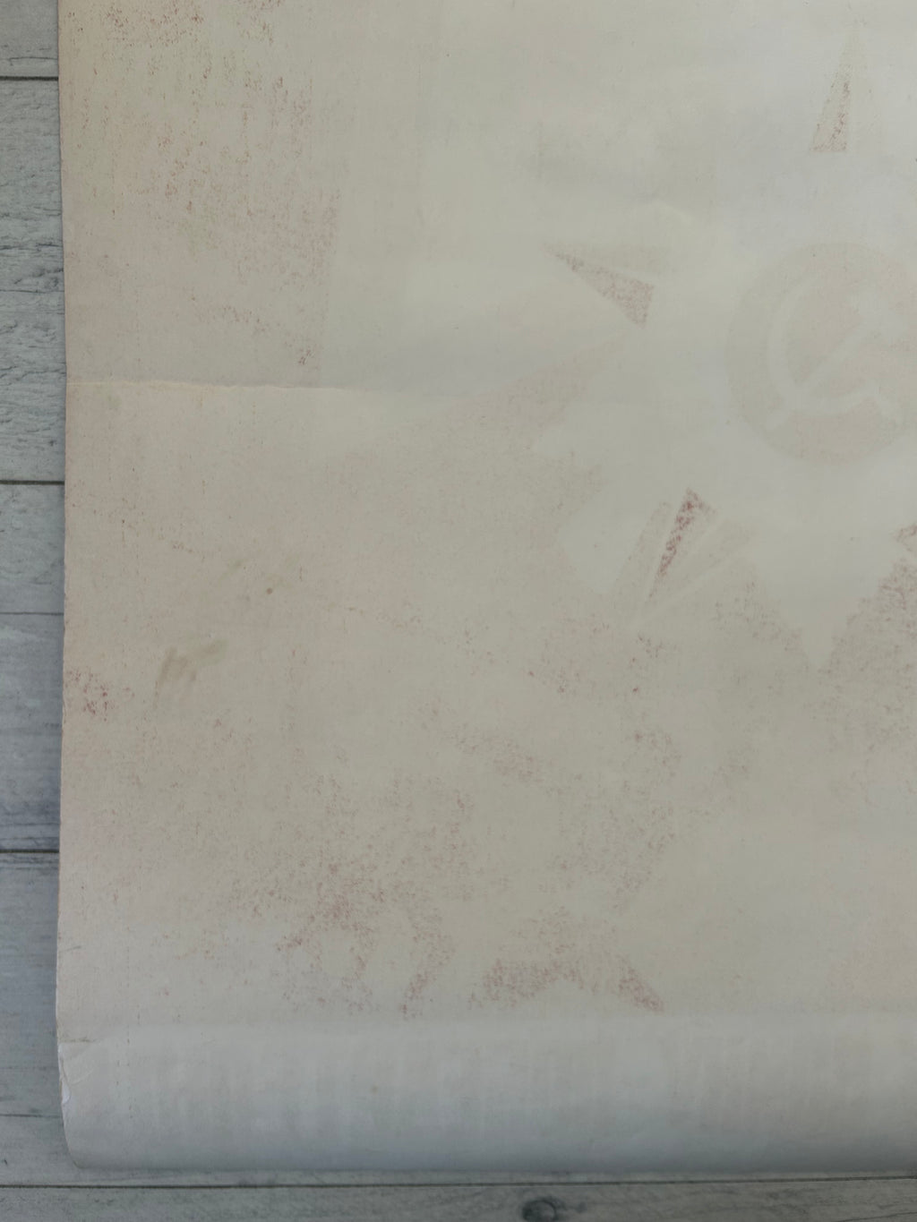 Beige textured rug on a wooden floor