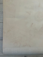 Beige textured rug on a wooden floor