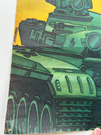 Vintage-style illustration of a tank on a yellow background