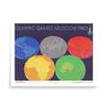Digital Edition – 1980 Moscow Olympics Poster – B. Gyurkovich (Hungary) – Olympic Rings World Map Design
